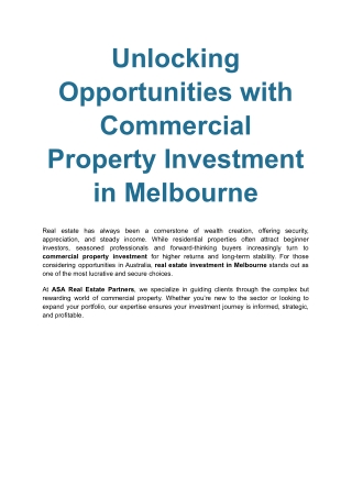 Invest in Blackburn Square – Premier Property Opportunity | ASA Real Estate Part