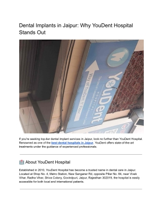 Dental Implants in Jaipur: Why YouDent Hospital Stands Out