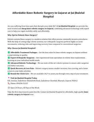 cheap knee robotic surgery in gujarat