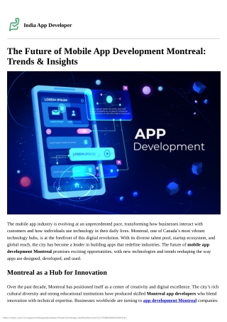 The Future of Mobile App Development Montreal: Key Trends & Insights 2025