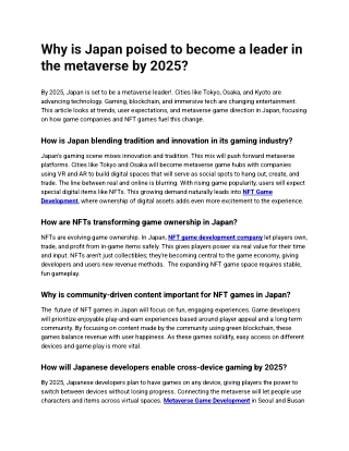 Why is Japan poised to become a leader in the metaverse by 2025_