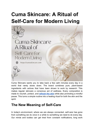 The Art of Self-Care with Cuma Skincare