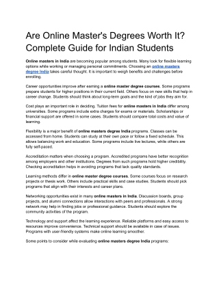 Are Online Master's Degrees Worth It_ Complete Guide for Indian Students