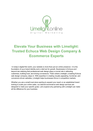 Complete Online Business Solutions in Victoria – Limelight