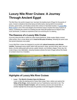 Luxury Nile River Cruises_ A Journey Through Ancient Egypt