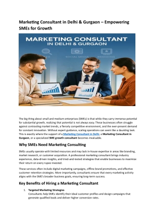 Marketing Consultant in Delhi & Gurgaon – Empowering SMEs for Growth