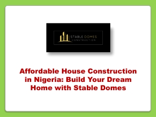 Affordable House Construction in Nigeria
