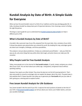 Kundali Analysis by Date of Birth: A Simple Guide for Everyone