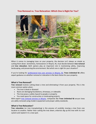 Tree Removal vs. Tree Relocation - Which One Is Right for You