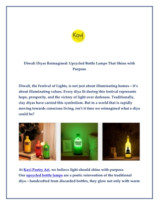Diwali Diyas Reimagined: Upcycled Bottle Lamps That Shine with Purpose