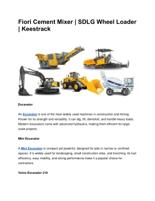 Fiori Cement Mixer | SDLG Wheel Loader | Keestrack