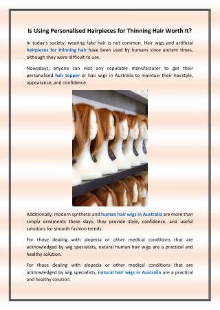 Is Using Personalised Hairpieces for Thinning Hair Worth It