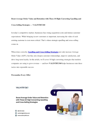 Boost Average Order Value and Retention with These 10 High-Converting Upselling and Cross-Selling Strategies — VALiNTRY3