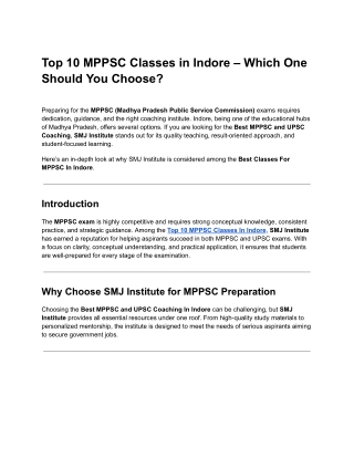 Top 10 MPPSC Classes in Indore – Which One Should You Choose