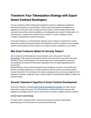 Transform Your Tokenization Strategy with Expert Smart Contract Developers - 17_09_2025