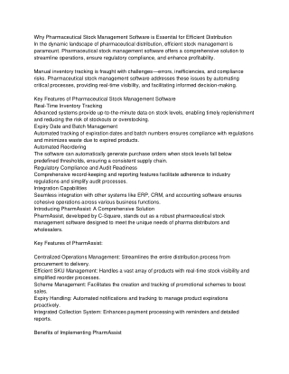 Why Pharmaceutical Stock Management Software is Essential for Efficient Distribution