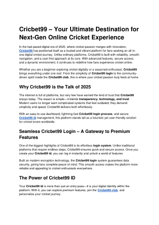 Cricbet99 – Your Ultimate Destination for Next-Gen Online Cricket Experience-1