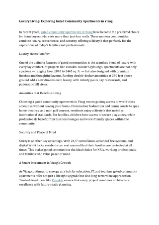 Luxury Living Exploring Gated Community Apartments in Vizag