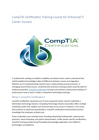CompTIA Certification Training Course for Enhanced IT Career Success