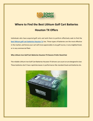 Where to Find the Best Lithium Golf Cart Batteries Houston TX Offers