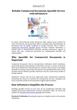 Reliable Commercial Documents Apostille Service with InFinityGro