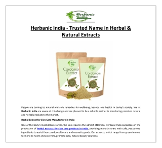 Herbanic India - Trusted Name in Herbal & Natural Extracts
