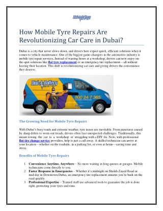 How Mobile Tyre Repairs Are Revolutionizing Car Care in Dubai