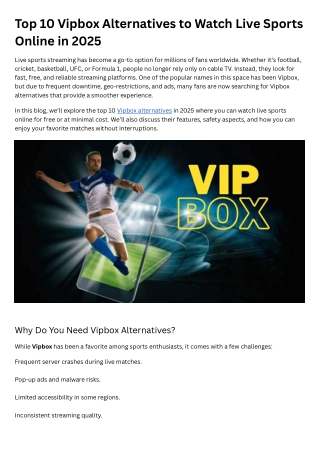 Top 10 Vipbox Alternatives to Watch Live Sports Online in 2025