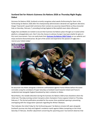 Scotland Set for Historic Guinness Six Nations 2026 as Thursday Night Rugby Debut