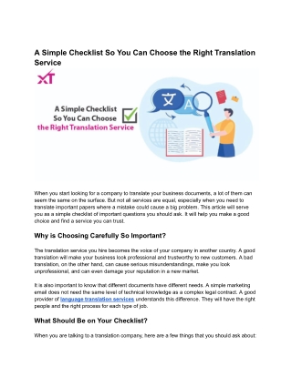 A Simple Checklist So You Can Choose the Right Translation Service