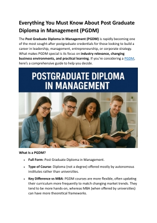 Post Graduate Diploma in Management