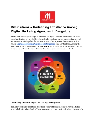 IM Solutions – Redefining Excellence Among Digital Marketing Agencies in Bangalore