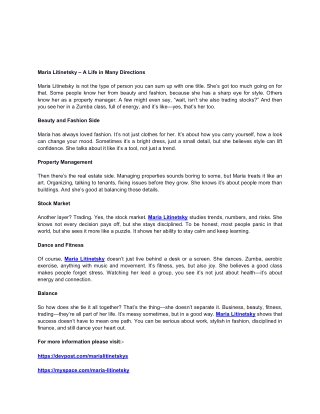 Maria Litinetsky – A Life in Many Directions