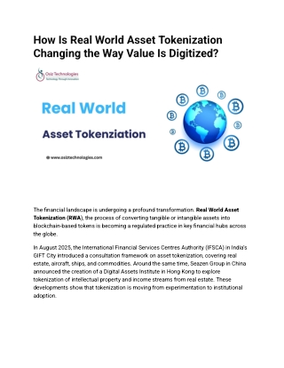 How Is Real World Asset Tokenization Changing the Way Value Is Digitized_