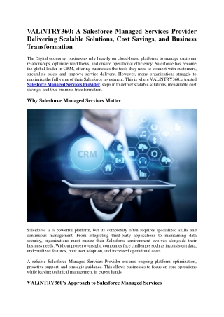 Salesforce Managed Services Provider