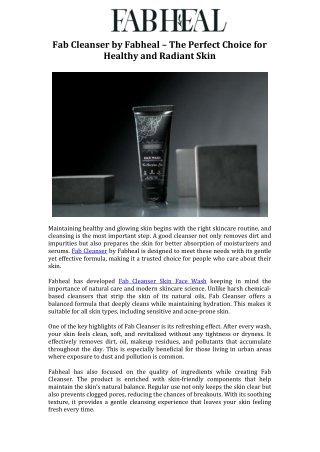 Fab Cleanser by Fabheal – The Perfect Choice for Healthy and Radiant Skin