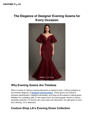 The Elegance of Designer Evening Gowns for Every Occasion