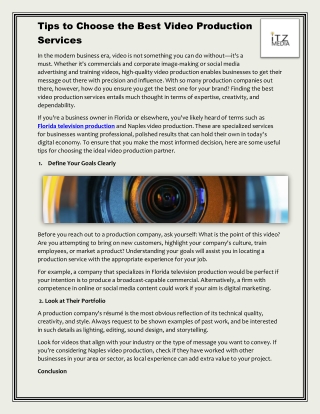 Tips to Choose the Best Video Production Services
