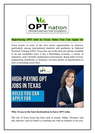 High-Paying OPT Jobs in Texas_ Roles You Can Apply For