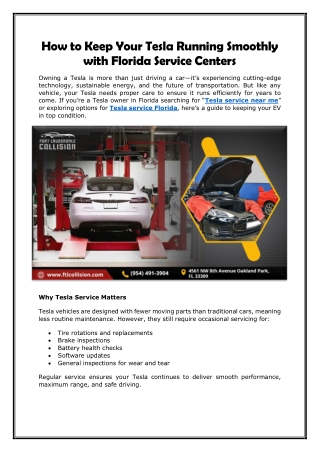 How to Keep Your Tesla Running Smoothly with Florida Service Centers