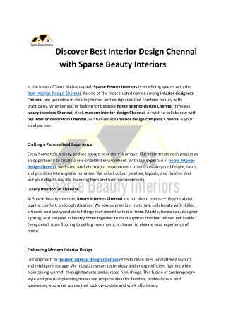 Discover Best Interior Design Chennai with Sparse Beauty Interiors