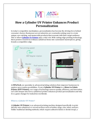 How a Cylinder UV Printer Enhances Product Personalization