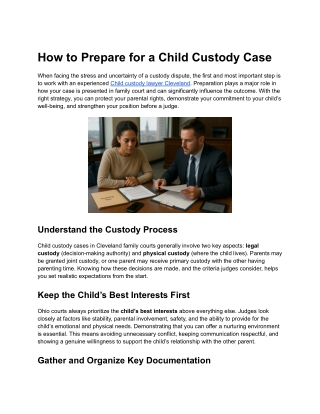 How to Prepare for a Child Custody Case