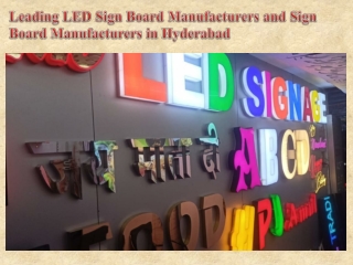 Leading LED Sign Board Manufacturers and Sign Board Manufacturers in Hyderabad