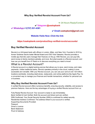 Why Buy Verified Revolut Account From Us
