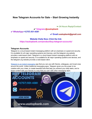 New Telegram Accounts for Sale – Start Growing Instantly