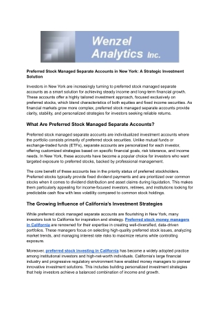Preferred Stock Managed Separate Accounts in New York_ A Strategic Investment Solution