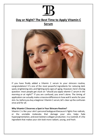 Best Time to Apply Vitamin C Serum?