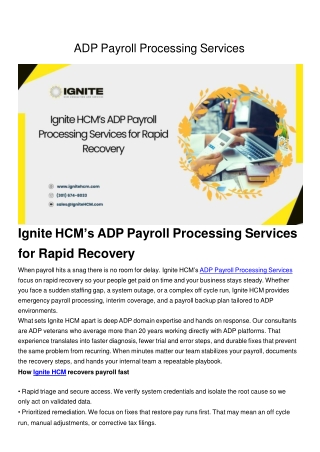 ADP Payroll Processing Services
