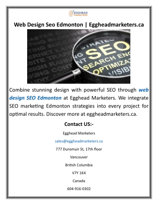 Web Design Seo Edmonton  Eggheadmarketers.ca